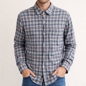 Rails Wyatt Heather Blue Long Sleeve Button Down Medium